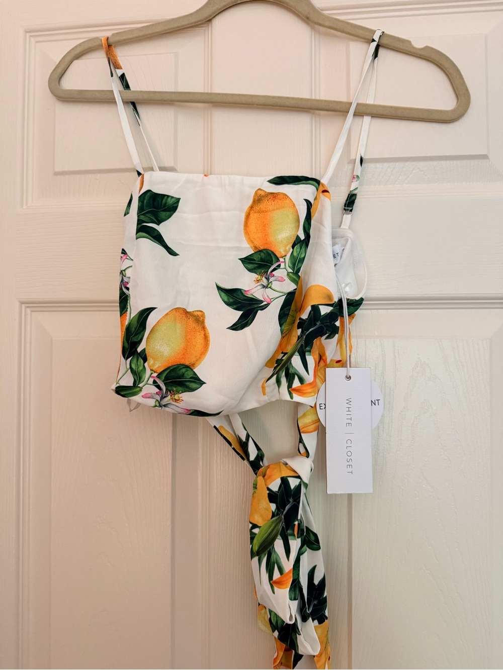 White Closet Lemon Print Crop Top in White